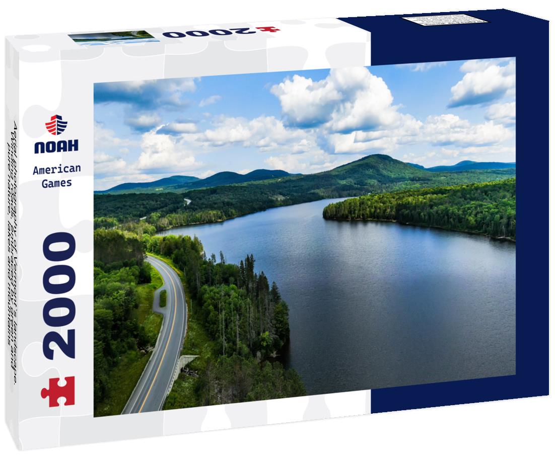 Noah Jigsaw Puzzle Aerial photography of Vermont`s landscape. Winding roads, embraced by green and pure nature, lakes and mountains 2000 pieces