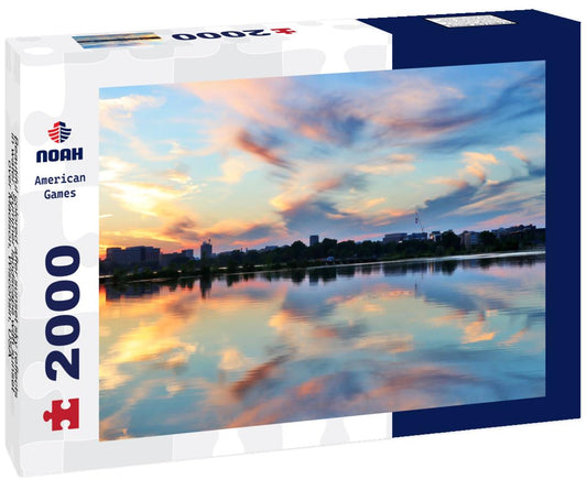 Noah Jigsaw Puzzle Beautiful colored after sunset sky reflects in water. Summer landscape with sunset over Madison, Wisconsin, USA 2000 pieces