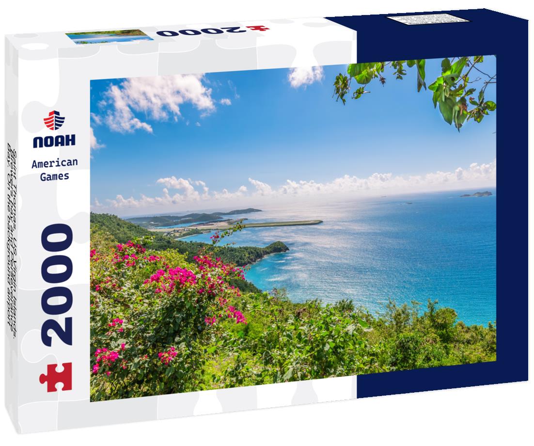 Noah Jigsaw Puzzle Saint Thomas, US Virgin Islands. Brewers bay and Perseverance Bay. On the background airport strip in the ocean 2000 pieces