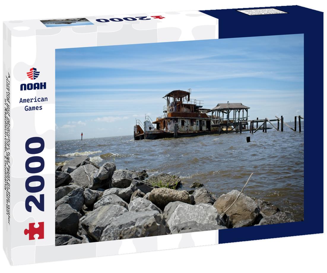 Noah Jigsaw Puzzle A rusted out abandon tug boat in the water just off the shore of Lake Pontchartrain in Madisonville, Louisiana 2000 pieces