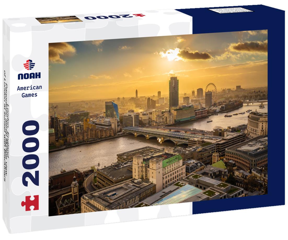 Noah Jigsaw Puzzle London, England - Panoramic aerial skyline view of London at sunset with Blackfriars bridge over River Thames 2000 pieces
