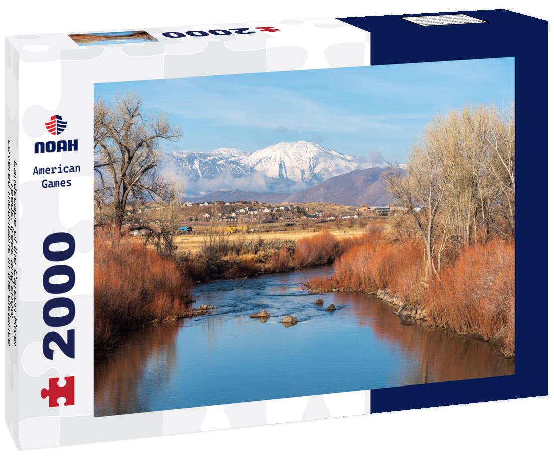 Noah Jigsaw Puzzle Landscape of the Carson River, reeds, trees and snow-covered mountains in the distance in Carson City, Nevada 2000 pieces