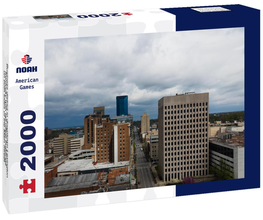 Noah Jigsaw Puzzle Business district in downtown Lexington, Kentucky with tall office buildings on both sides of the Main Street 2000 pieces