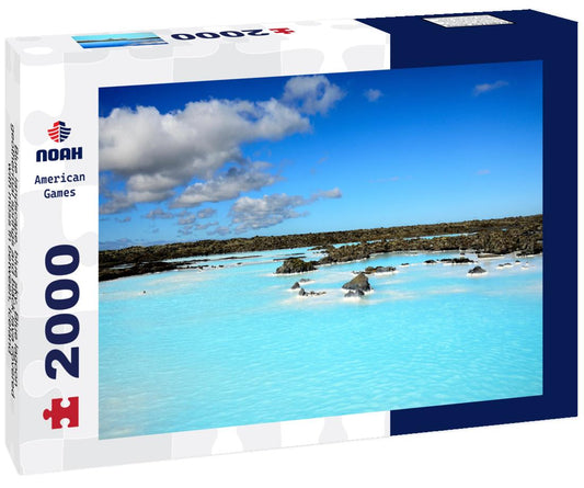 Noah Jigsaw Puzzle Blue landscape, blue sky, Blue lagoon geothermal springs and black lava covered with moss in between, Iceland 2000 pieces