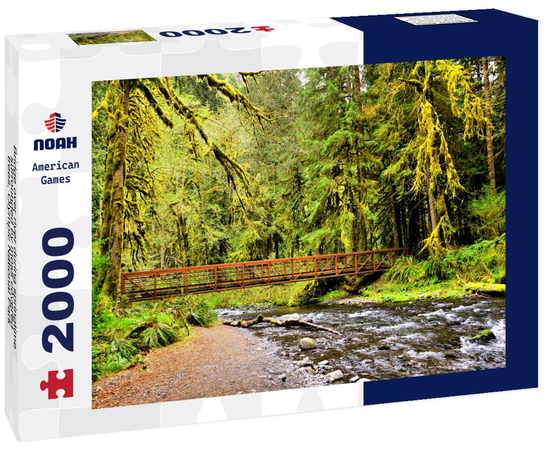 Noah Jigsaw Puzzle Bridge over river during springtime surrounded by moss covered trees, Olympic National Park, Washington, USA 2000 pieces