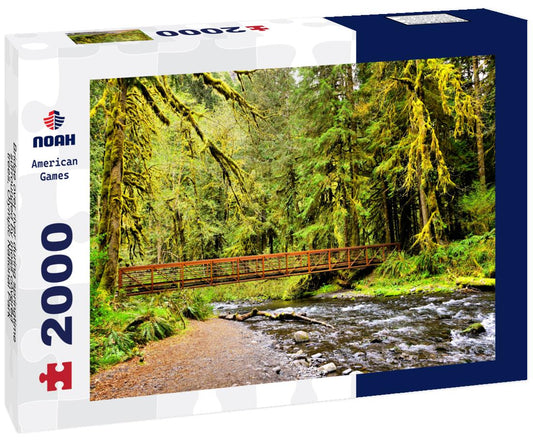 Noah Jigsaw Puzzle Bridge over river during springtime surrounded by moss covered trees, Olympic National Park, Washington, USA 2000 pieces