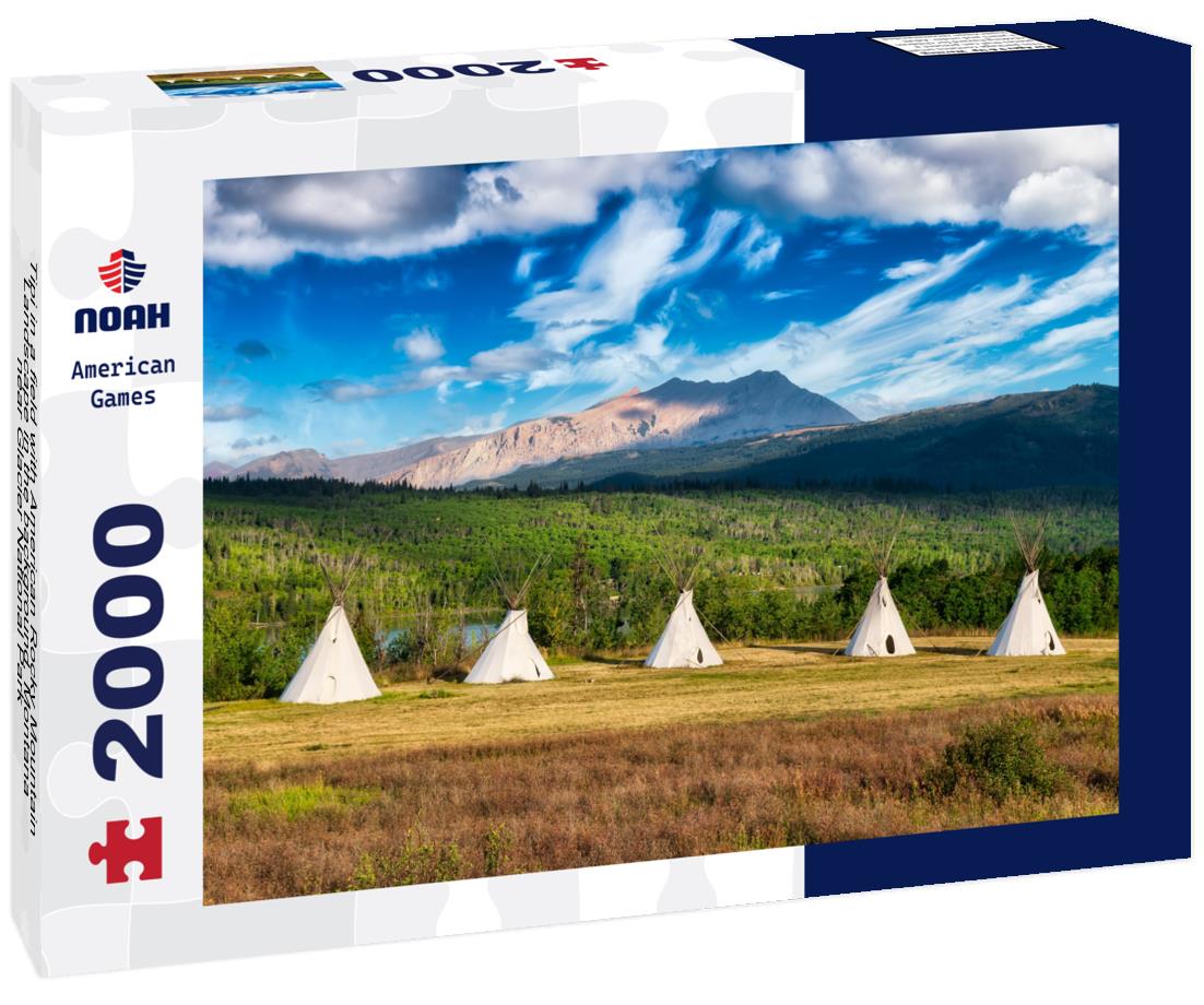 Noah Jigsaw Puzzle Tipi in a field with American Rocky Mountain Landscape in the background, Montana near Glacier National Park 2000 pieces