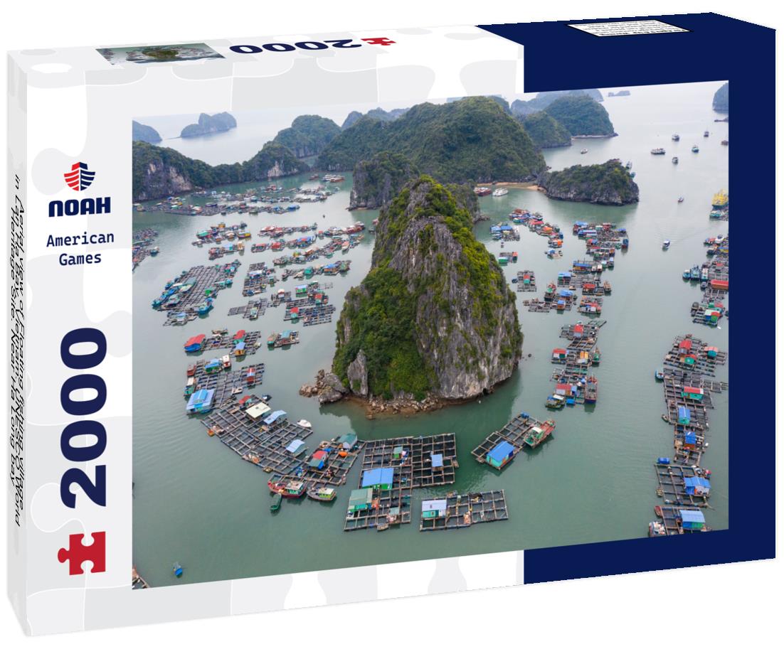 Noah Jigsaw Puzzle Aerial view of Floating fishing village in Lan Ha Bay, Vietnam. UNESCO World Heritage Site. Near Ha Long bay 2000 pieces