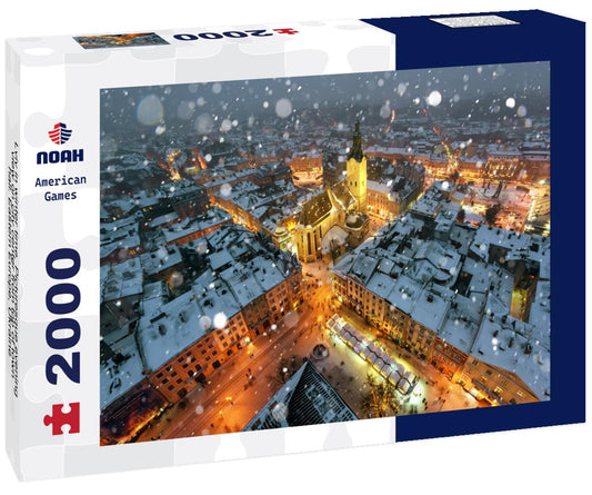 Noah Jigsaw Puzzle Lviv in winter time. Picturesque evening view on city center from top of town hall. Eastern Europe, Ukraine 2000 pieces