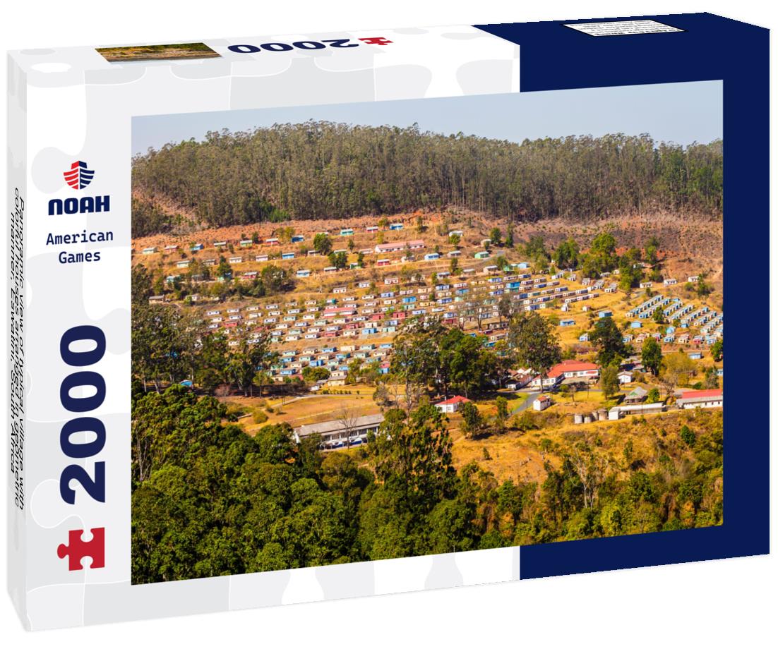 Noah Jigsaw Puzzle Panoramic view of typical village with colorful houses arranged in geometric manner, Eswatini, South Africa 2000 pieces