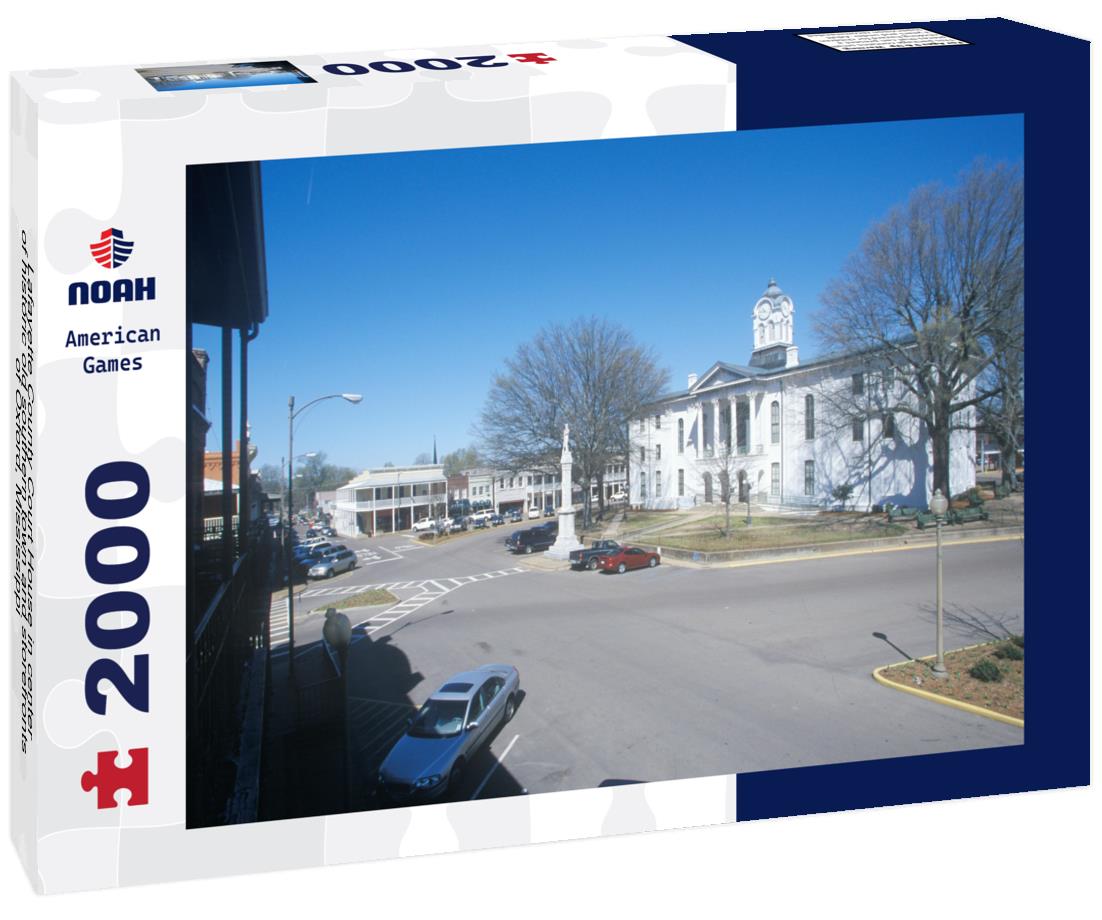 Noah Jigsaw Puzzle Lafayette County Court House in center of historic old southern town and storefronts of Oxford, Mississippi 2000 pieces