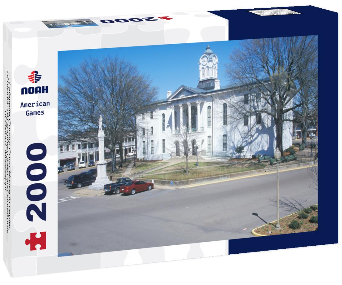 Noah Jigsaw Puzzle Lafayette County Court House in center of historic old southern town and storefronts of Oxford, Mississippi 2000 pieces