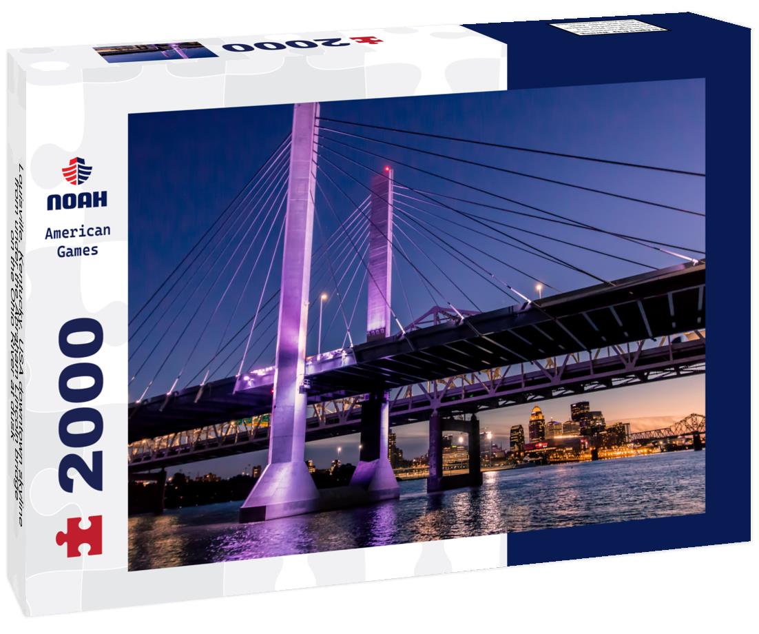 Noah Jigsaw Puzzle Louisville, Kentucky, USA downtown skyline from under the Abraham Lincoln bridge on the Ohio River at dusk 2000 pieces