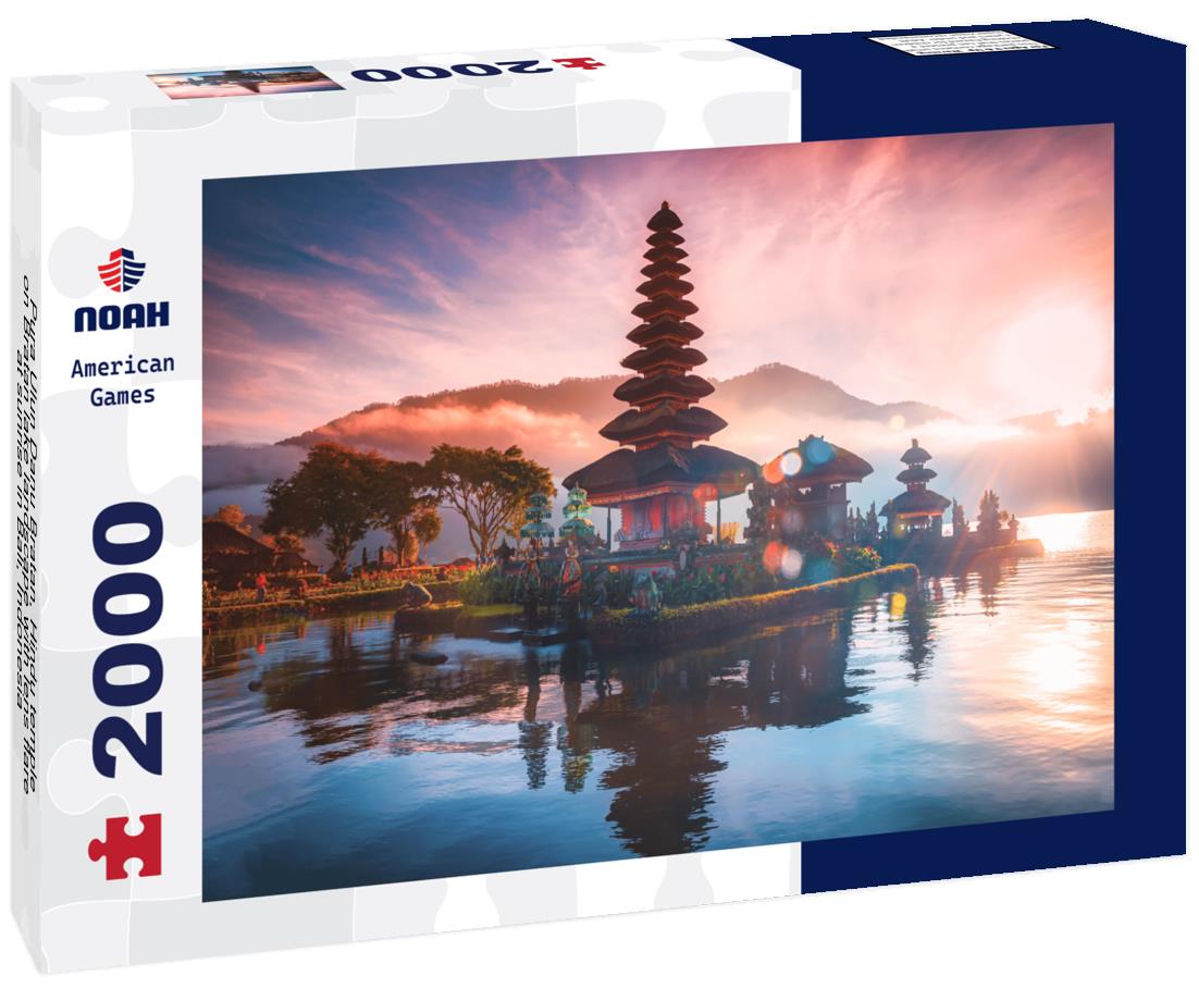 Noah Jigsaw Puzzle Pura Ulun Danu Bratan, Hindu temple on Bratan lake landscape with lens flare at sunrise in Bali, Indonesia 2000 pieces