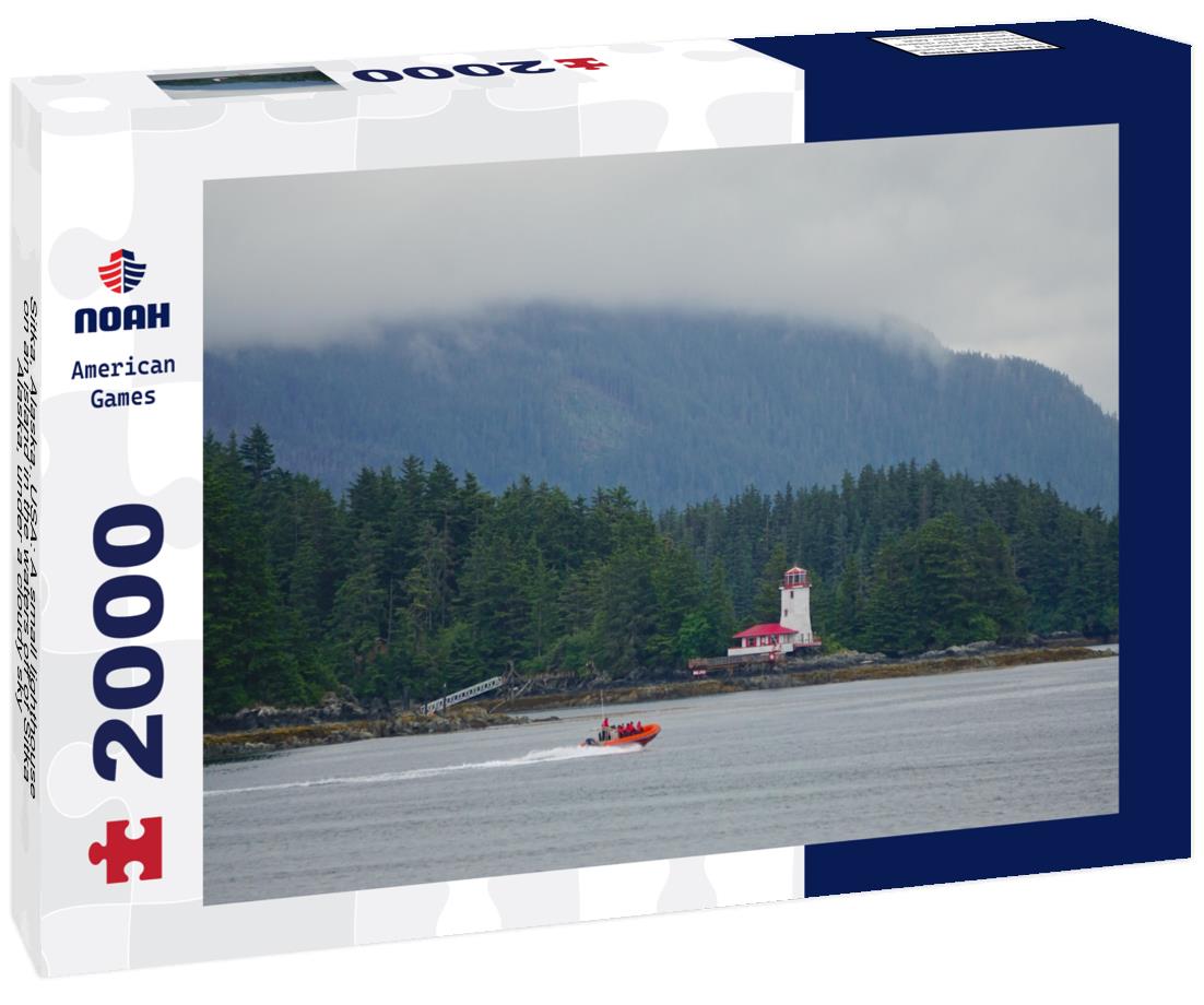 Noah Jigsaw Puzzle Sitka, Alaska, USA: A small lighthouse on an island in the waters off of Sitka, Alaska, under a cloudy sky 2000 pieces