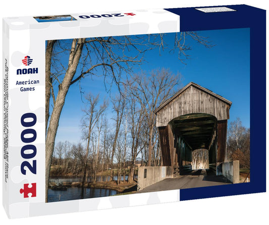 Noah Jigsaw Puzzle Brownsville Covered Bridge, Mill Race Park Columbus, Indiana. Originally moved from Union County, Indiana 2000 pieces