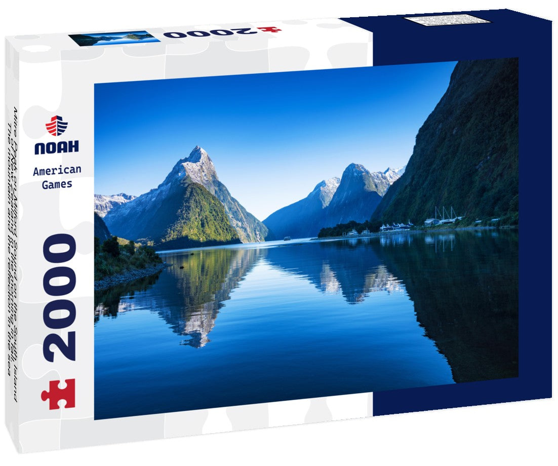 Noah Jigsaw Puzzle Mitre Peak on Milford Sound on the South Island of New Zealand in the morning in fall. The mountain and the reflection in the sea 2000 Pieces