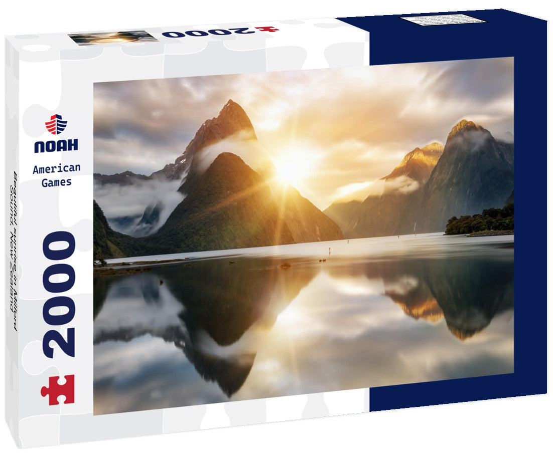 Noah Jigsaw Puzzle Beautiful sunrise in Milford Sound, New Zealand 2000 Pieces