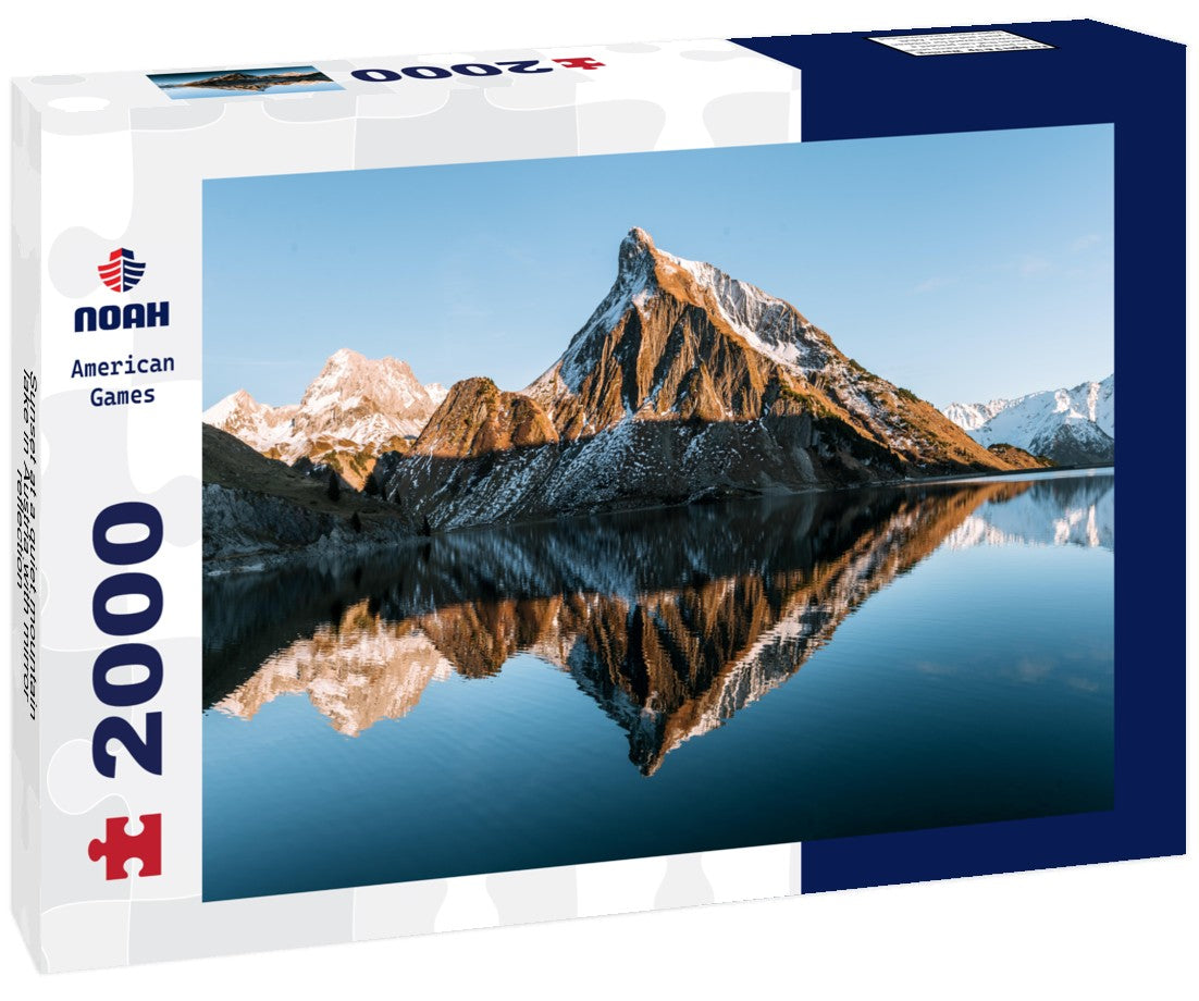 Noah Jigsaw Puzzle Sunset at a quiet mountain lake in Austria with mirror reflection 2000 Pieces