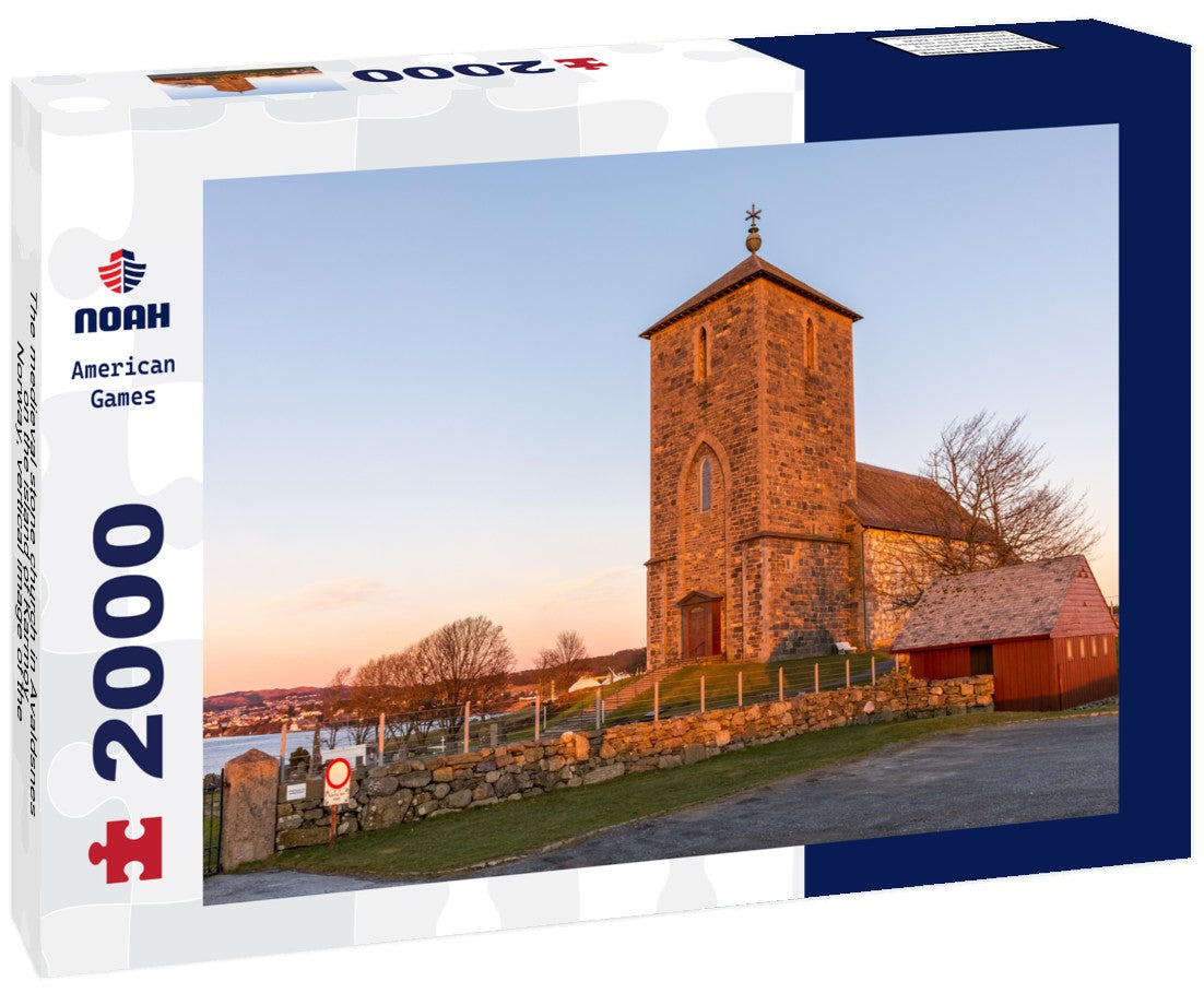 Noah Jigsaw Puzzle The medieval stone church in Avaldsnes, on the island of Karmoy, Norway, vertical image of the entrance and staircase 2000 Pieces
