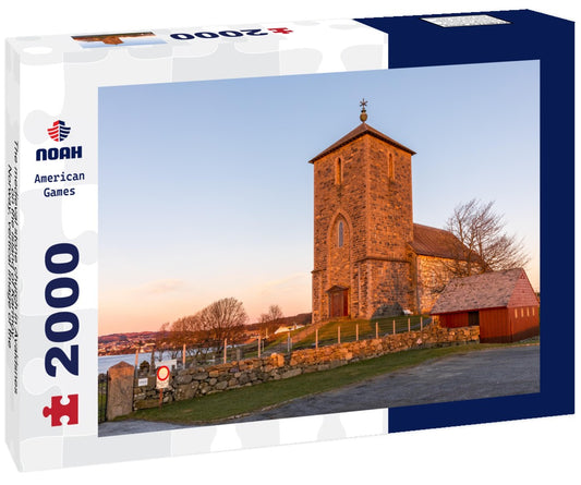 Noah Jigsaw Puzzle The medieval stone church in Avaldsnes, on the island of Karmoy, Norway, vertical image of the entrance and staircase 2000 Pieces