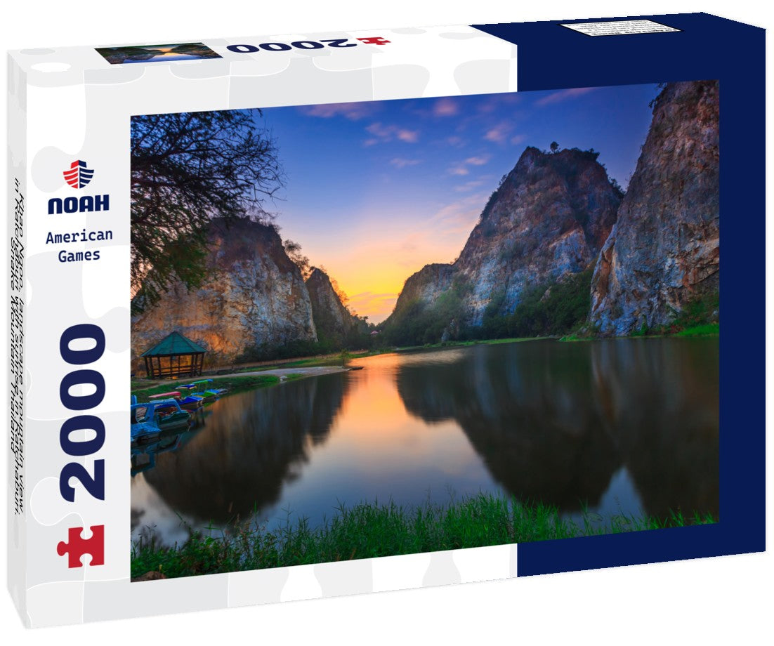 Noah Jigsaw Puzzle Khao Ngoo, landscape mountain view in Ratchaburi with sunrise in Ratchaburi. Snake Mountain Thailand 2000 Pieces
