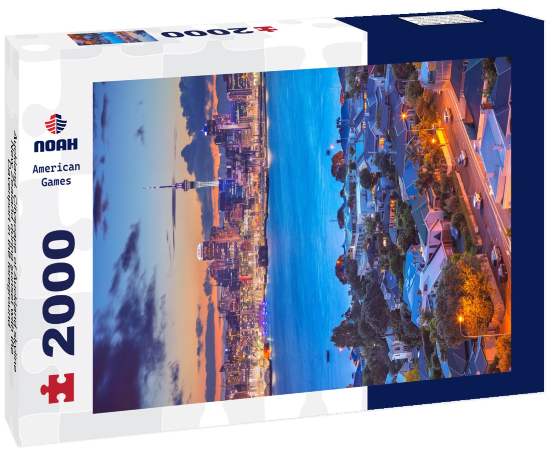 Noah Jigsaw Puzzle Auckland. Cityscape of Auckland skyline, New Zealand during sunset with the Davenport in the foreground 2000 Pieces