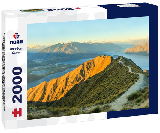 Noah Jigsaw Puzzle Breathtaking panoramic view from Roys Peak on Lake Wanaka with golden sunlight at dusk, South Island, New Zealand 2000 Pieces