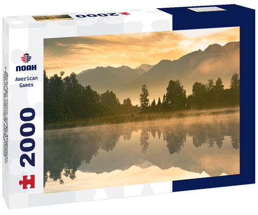 Noah Jigsaw Puzzle Beautiful mirror water Matheson Lake in the morning, New Zealand natural landscape background 2000 Pieces