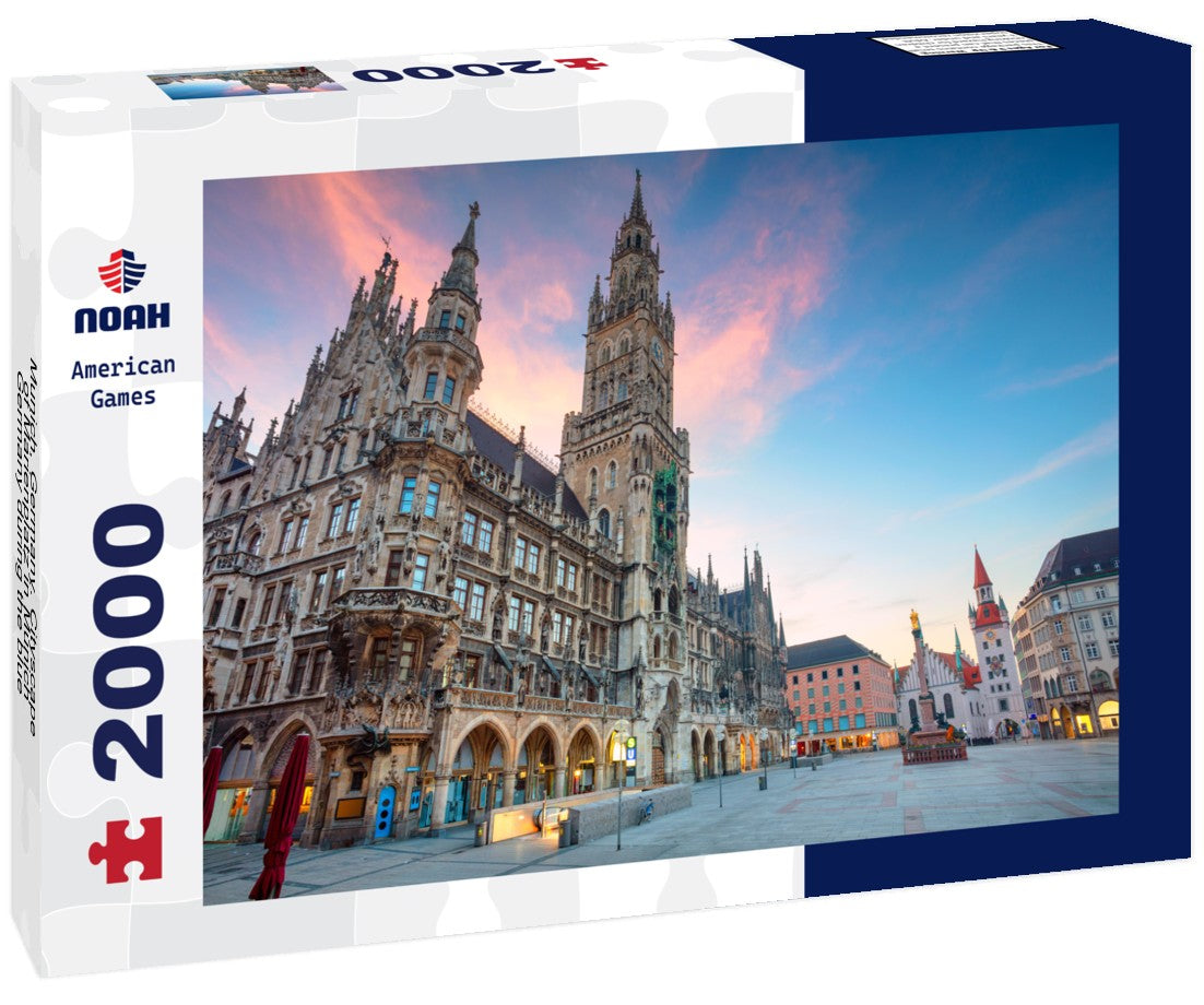 Noah Jigsaw Puzzle Munich, Germany. Cityscape of Marienplatz in Munich, Germany during the blue hour at dusk 2000 Pieces