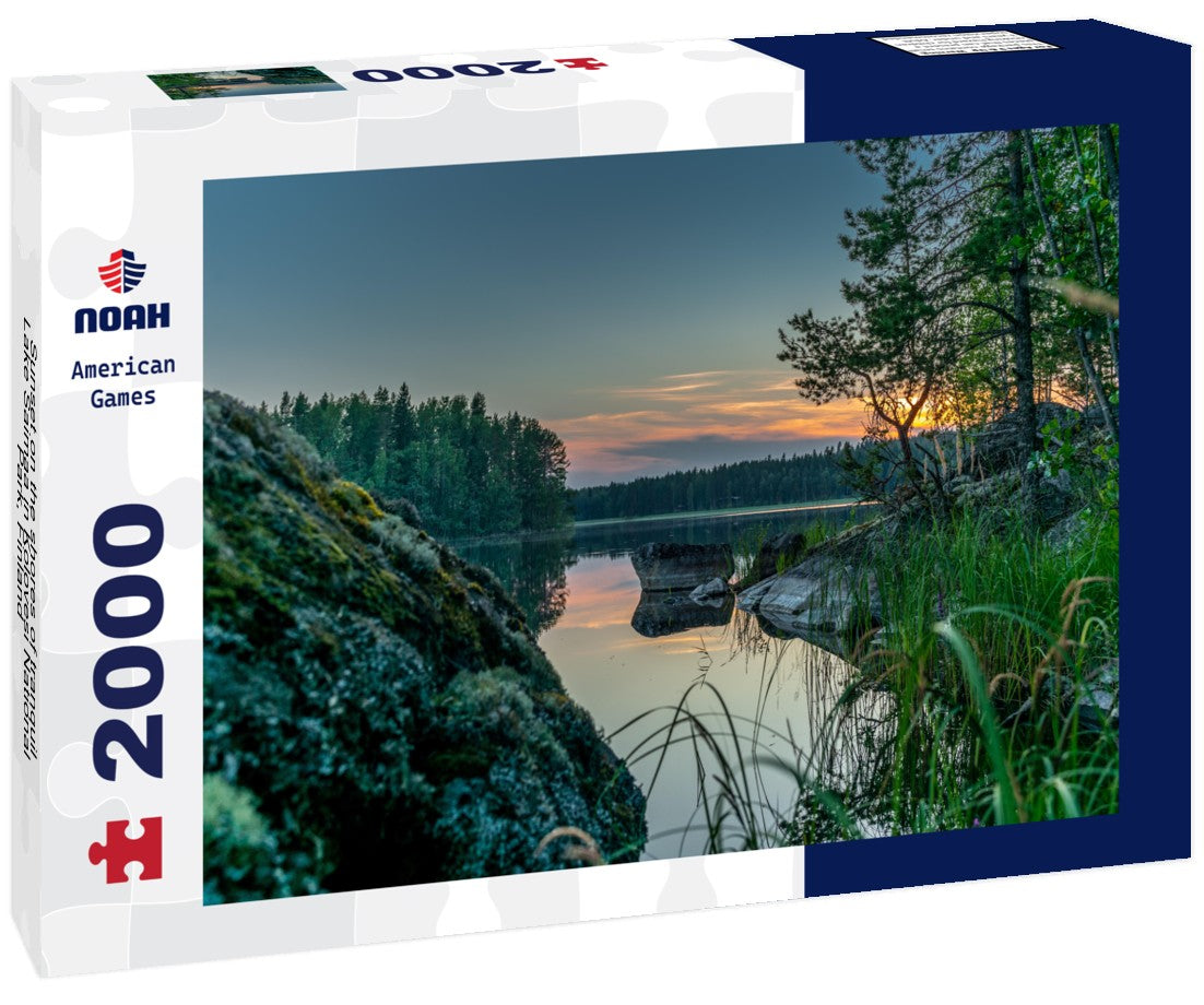 Noah Jigsaw Puzzle Sunset on the shores of tranquil Lake Saimaa in Kolovesi National Park, Finland 2000 Pieces