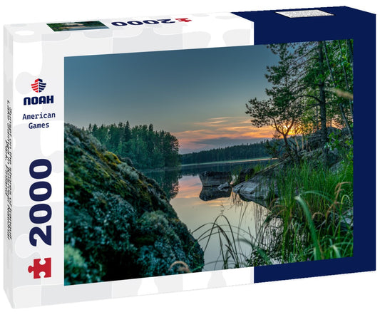 Noah Jigsaw Puzzle Sunset on the shores of tranquil Lake Saimaa in Kolovesi National Park, Finland 2000 Pieces