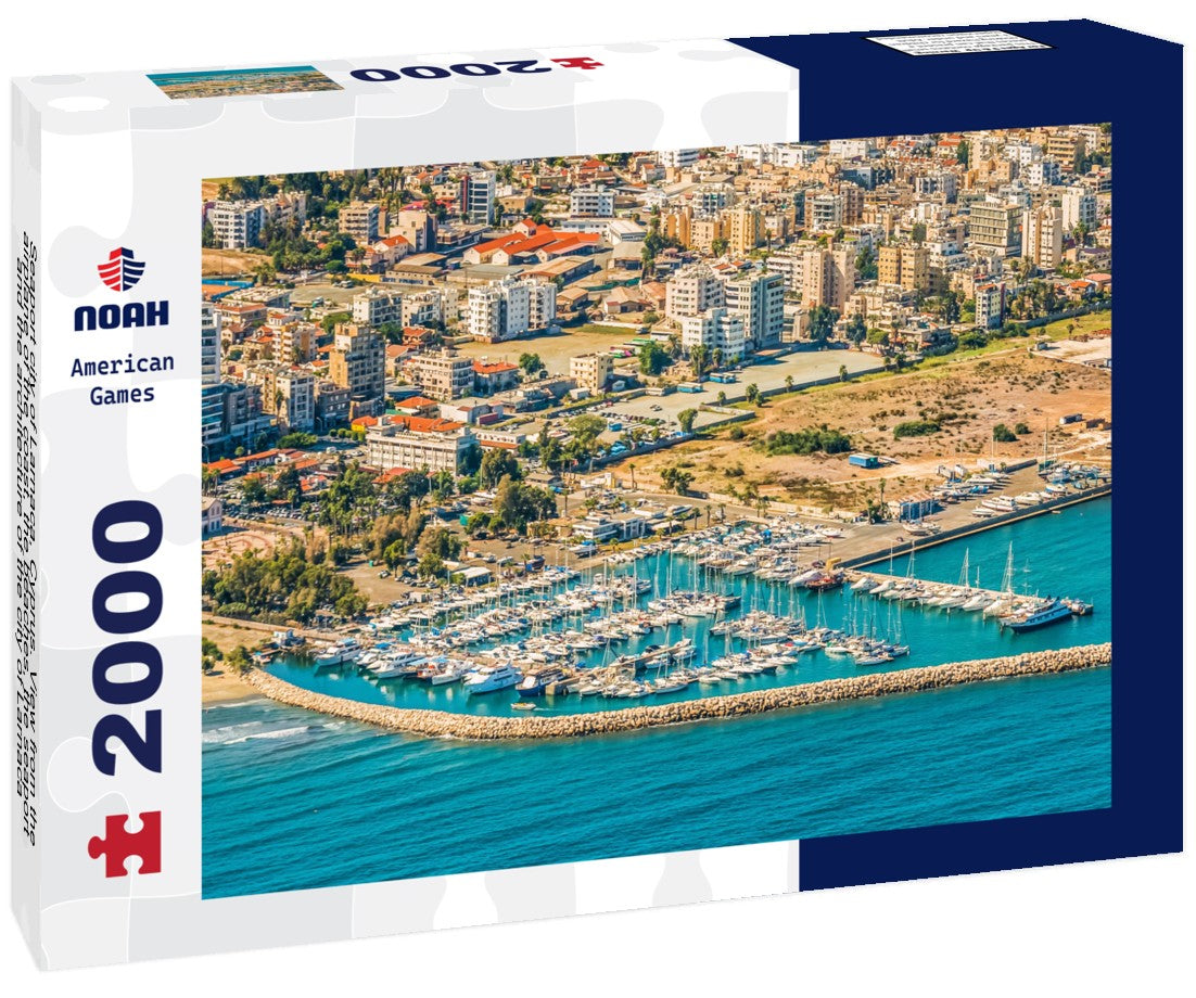 Noah Jigsaw Puzzle Seaport city of Larnaca, Cyprus. View from the airplane of the coast, the beaches, the seaport and the architecture of the city of Larnaca 2000 Pieces