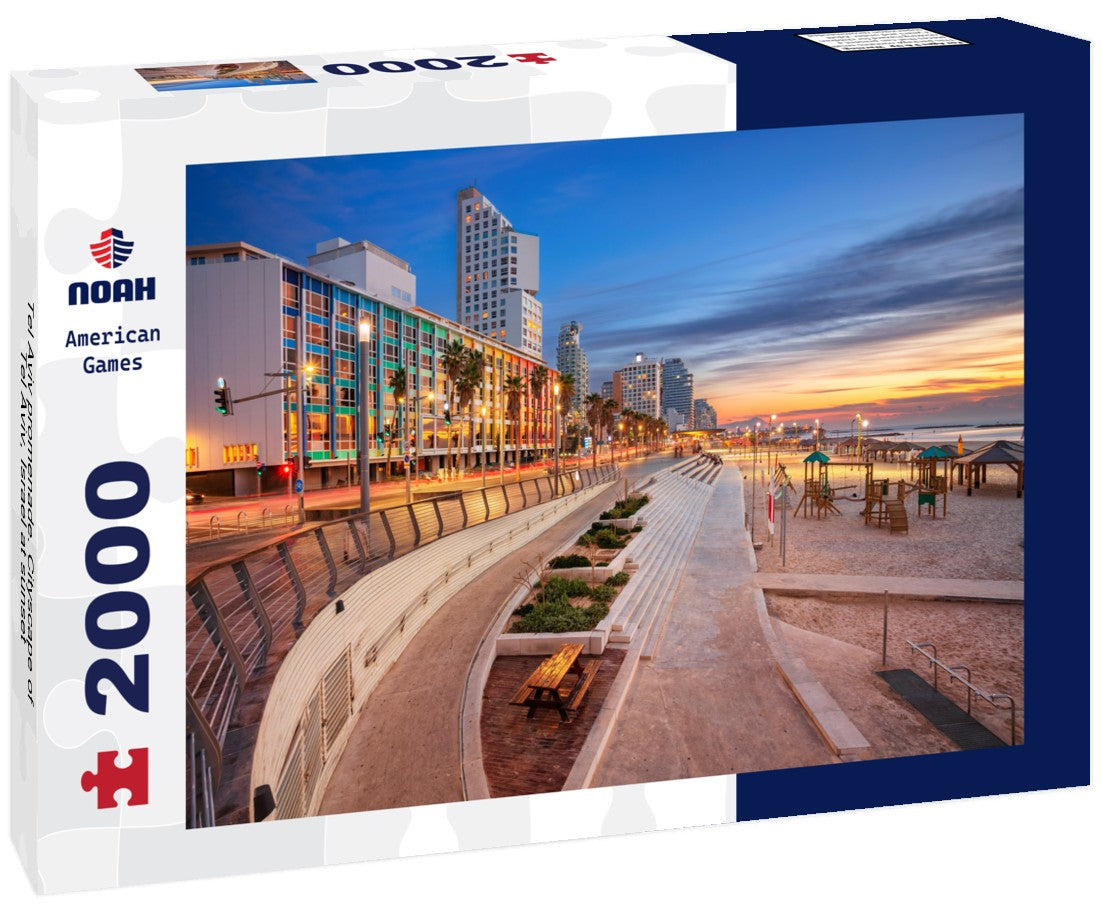 Noah Jigsaw Puzzle Tel Aviv promenade. Cityscape of Tel Aviv, Israel at sunset 2000 Pieces