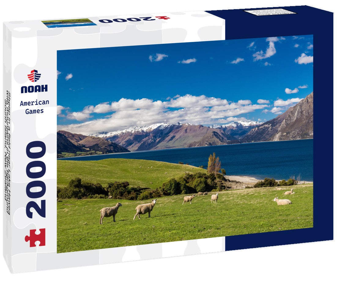 Noah Jigsaw Puzzle Sheep in a field near Lake Hawea with mountains in the background, Sounh Island, New Zealand 2000 Pieces