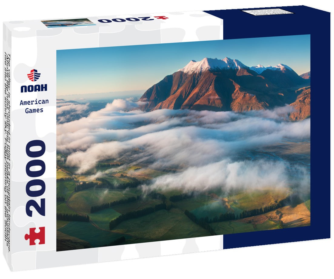 Noah Jigsaw Puzzle The valley is shrouded in mist in a mountain landscape. Above the mist, only the high peaks of the mountains rise into the sunny sky. Foggy morning on the South Island of New Zealand, Christchurch 2000 Pieces