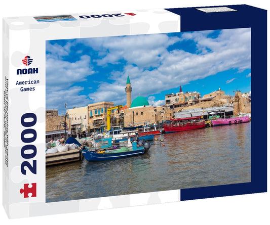 Noah Jigsaw Puzzle View of the marina with yachts and old harbor walls in the old town of Acre, Israel 2000 Pieces