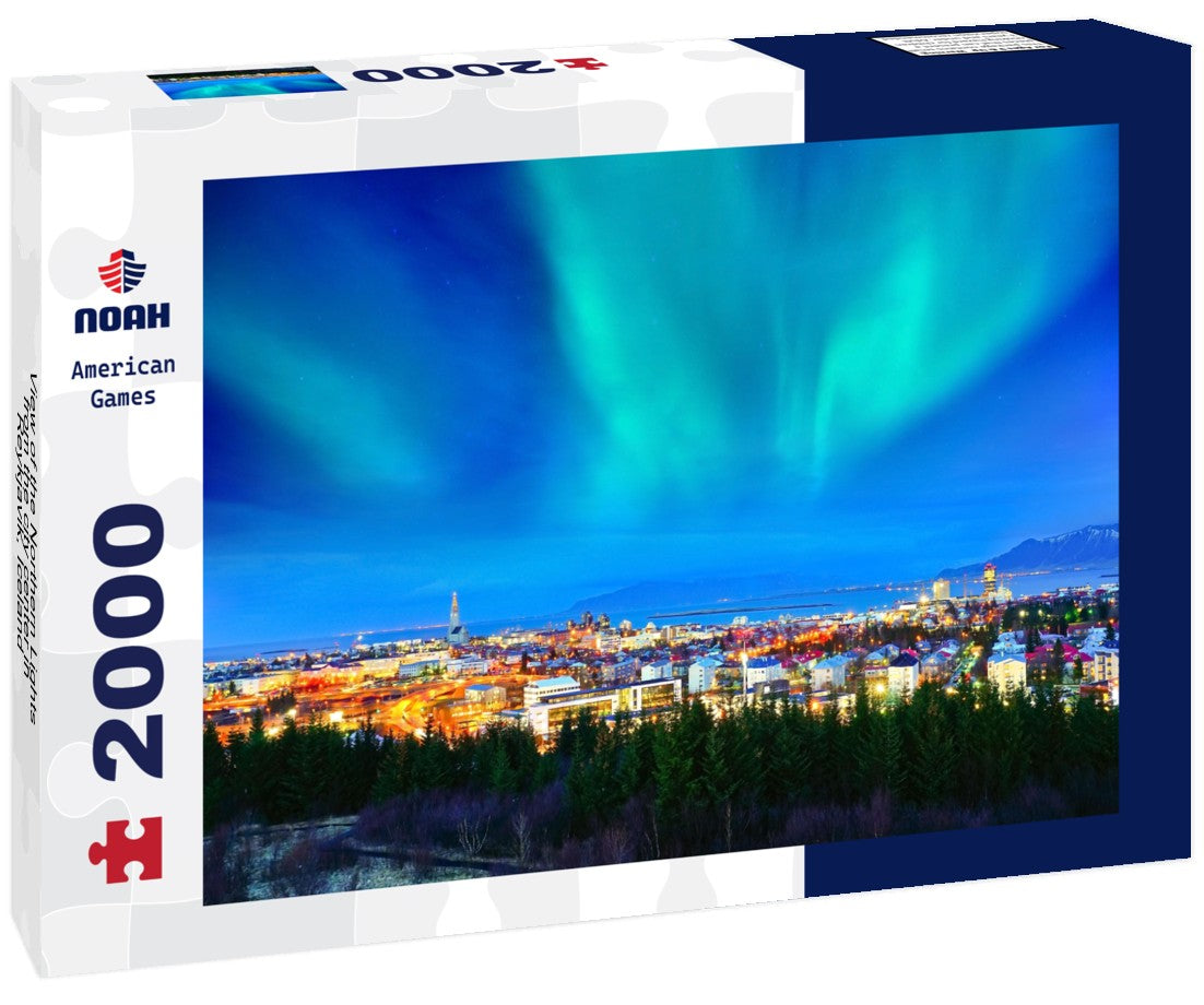 Noah Jigsaw Puzzle View of the Northern Lights from the city center in Reykjavik, Iceland 2000 Pieces