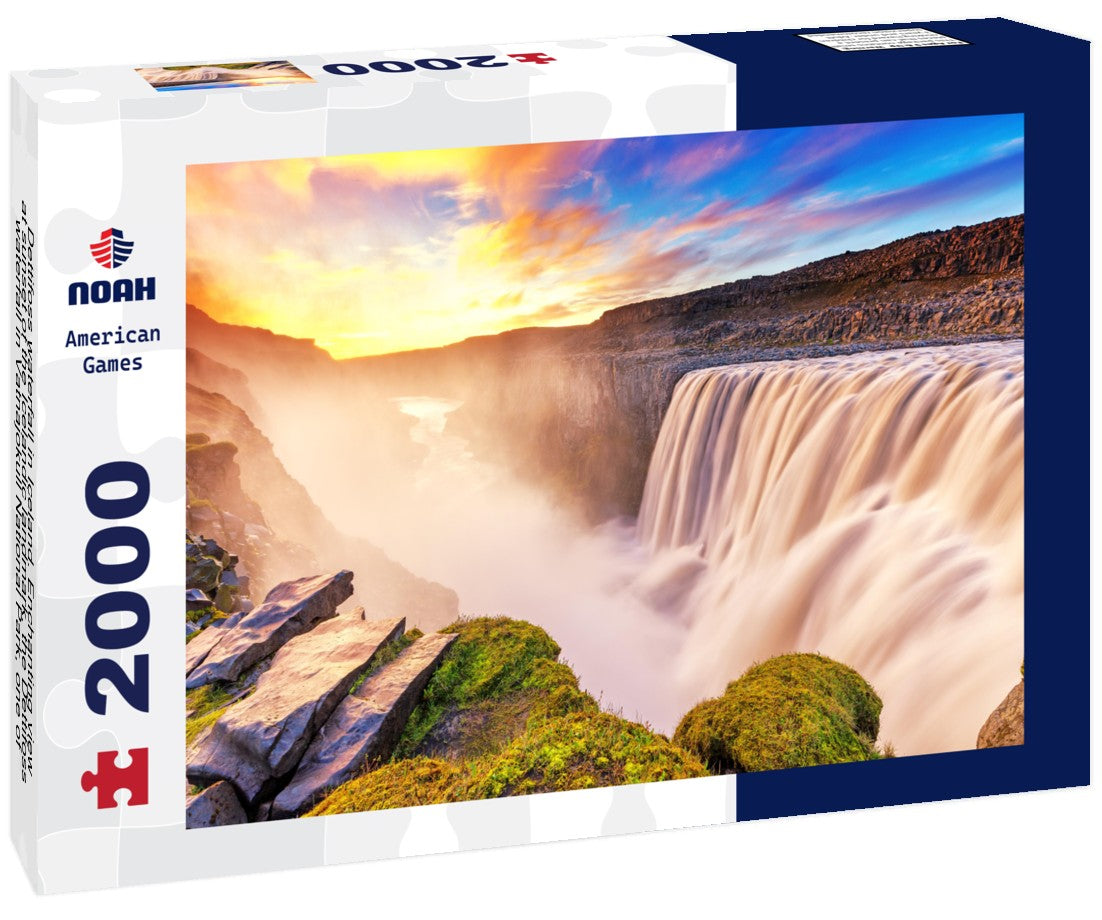 Noah Jigsaw Puzzle Dettifoss waterfall in Iceland. Enchanting view at sunset of the Icelandic landmark - the Dettifoss waterfall in Vatnajokull National Park, one of the most powerful waterfalls in Europe 2000 Pieces
