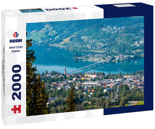 Noah Jigsaw Puzzle View of the city of Lillehammer with mountains, river and buildings 2000 Pieces