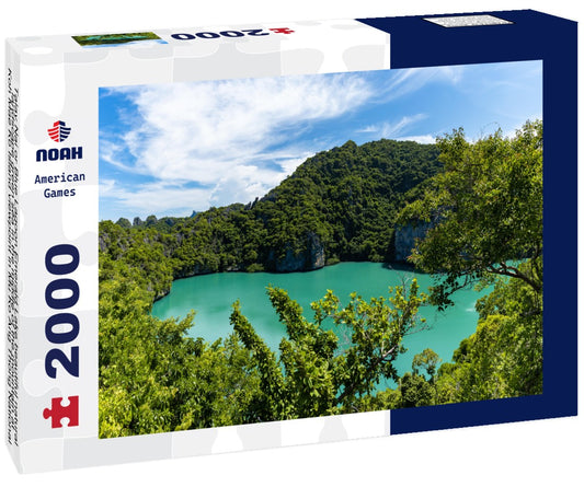 Noah Jigsaw Puzzle Talay Nai or Blue Lagoon Emerald Lake beautiful natural landscape green sea in the middle of the mountain at Koh Mae Ko Island viewpoint in Mu Ko Ang Thong National Park, Samui, Surat Thani, Thailand 2000 Pieces