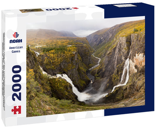 Noah Jigsaw Puzzle Panoramic view of the Voringsfossen waterfall, Mabodalen valley, Norway. Hardangervidda National Tourist Route, Eidfjord, Hardangerfjord, Norway 2000 Pieces