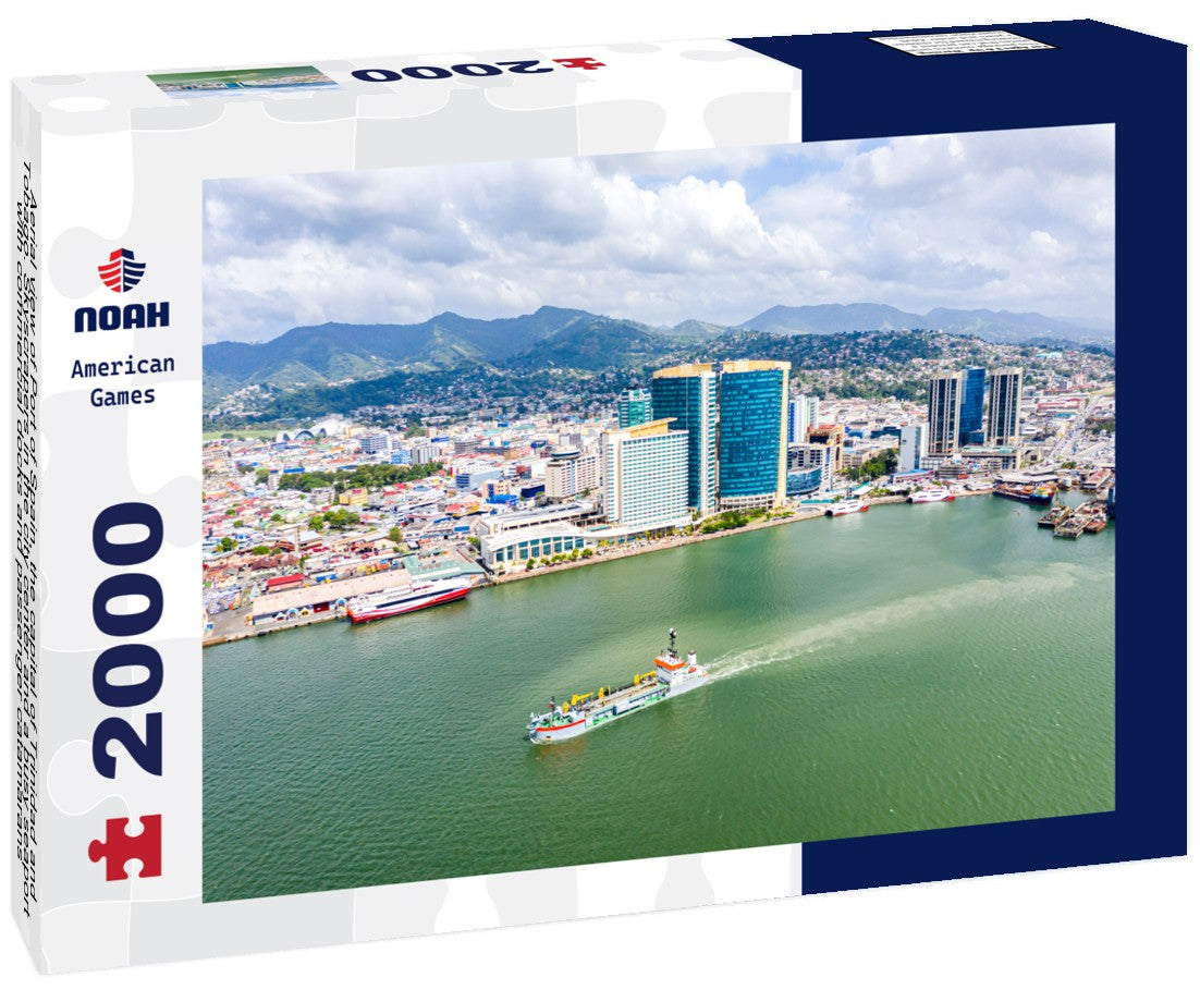 Noah Jigsaw Puzzle Aerial view of Port of Spain, the capital of Trinidad and Tobago. Skyscrapers in the city center and a busy seaport with commercial docks and passenger catamarans 2000 Pieces