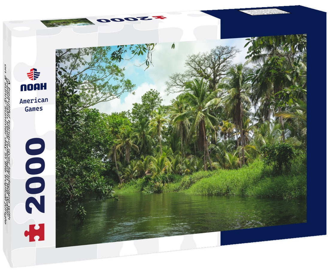 Noah Jigsaw Puzzle A beautiful tranquil river landscape with green palm trees reflected in the water on a sunny summer day in the tropical jungle garden near Portobelo, Panama 2000 Pieces