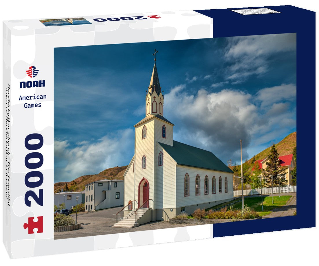 Noah Jigsaw Puzzle Sauðárkrókur church. The beautiful town of Sauðárkrókur in Iceland 2000 Pieces
