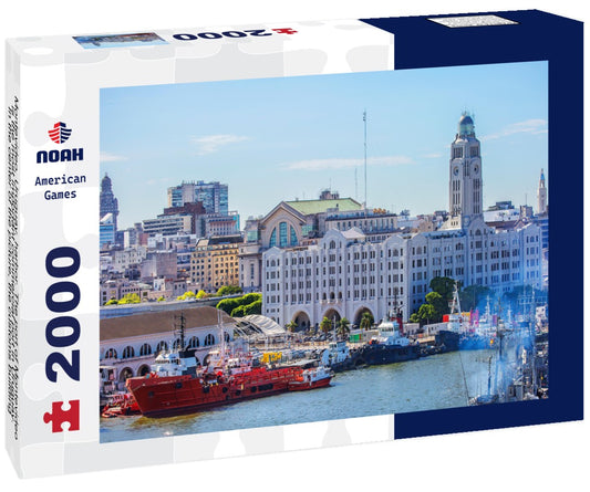Noah Jigsaw Puzzle Montevideo, Uruguay, harbor. The port of Montevideo is the most important commercial port in Uruguay. In the center of the picture, the customs building of the port can be seen in the background 2000 Pieces