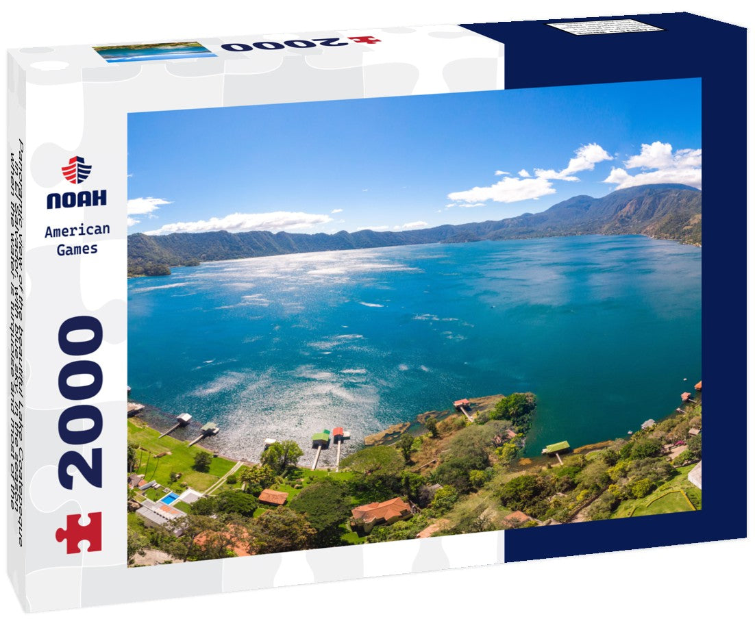 Noah Jigsaw Puzzle Panoramic view of the beautiful Lake Coatepeque in El Salvador, with blue sky, in the season when the water is turquoise and most of the mountains and vegetation are green 2000 Pieces