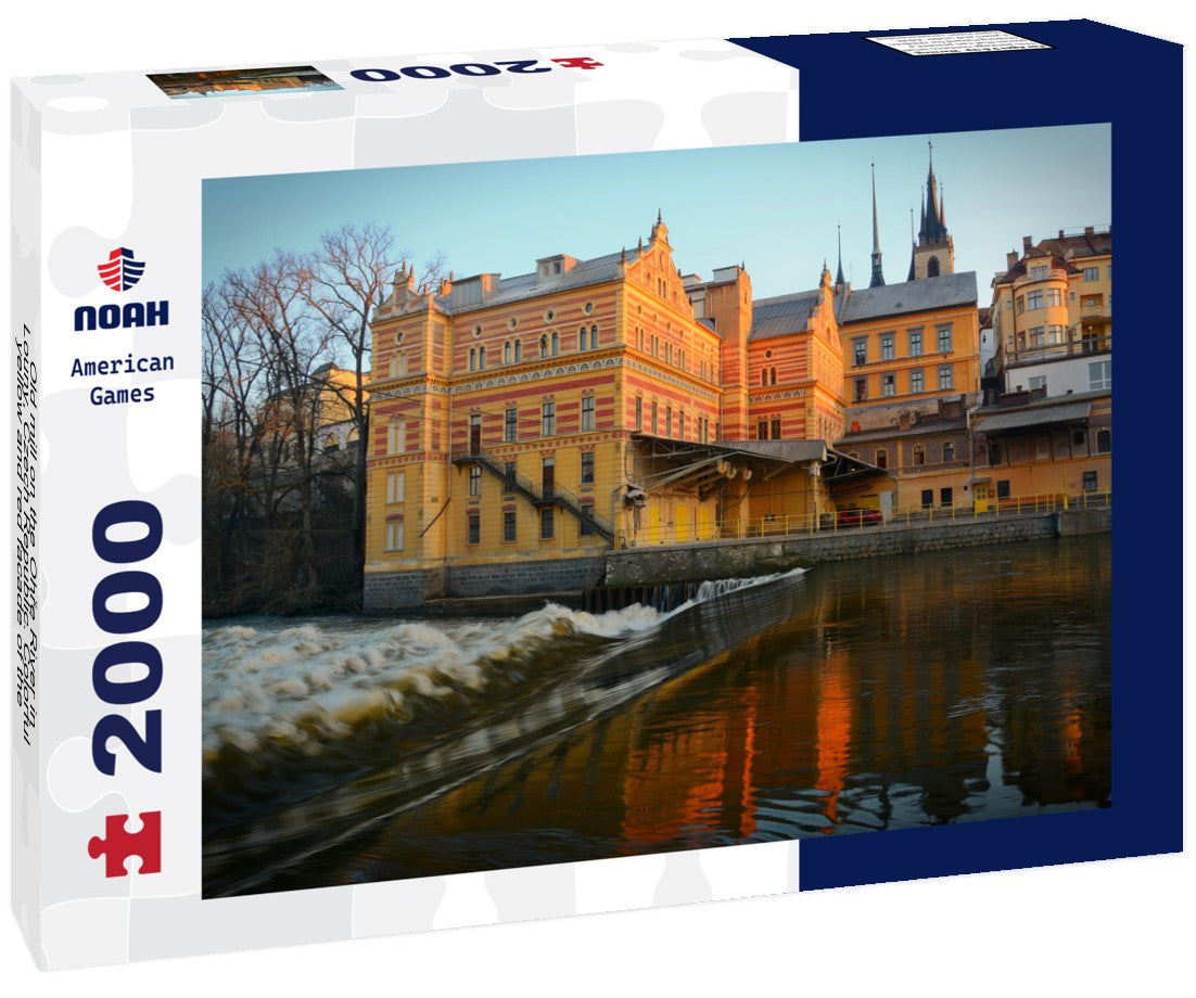 Noah Jigsaw Puzzle Old mill on the Ohre River in Louny, Czech Republic. Colorful yellow and red facade of the old mill from the 1880s 2000 Pieces