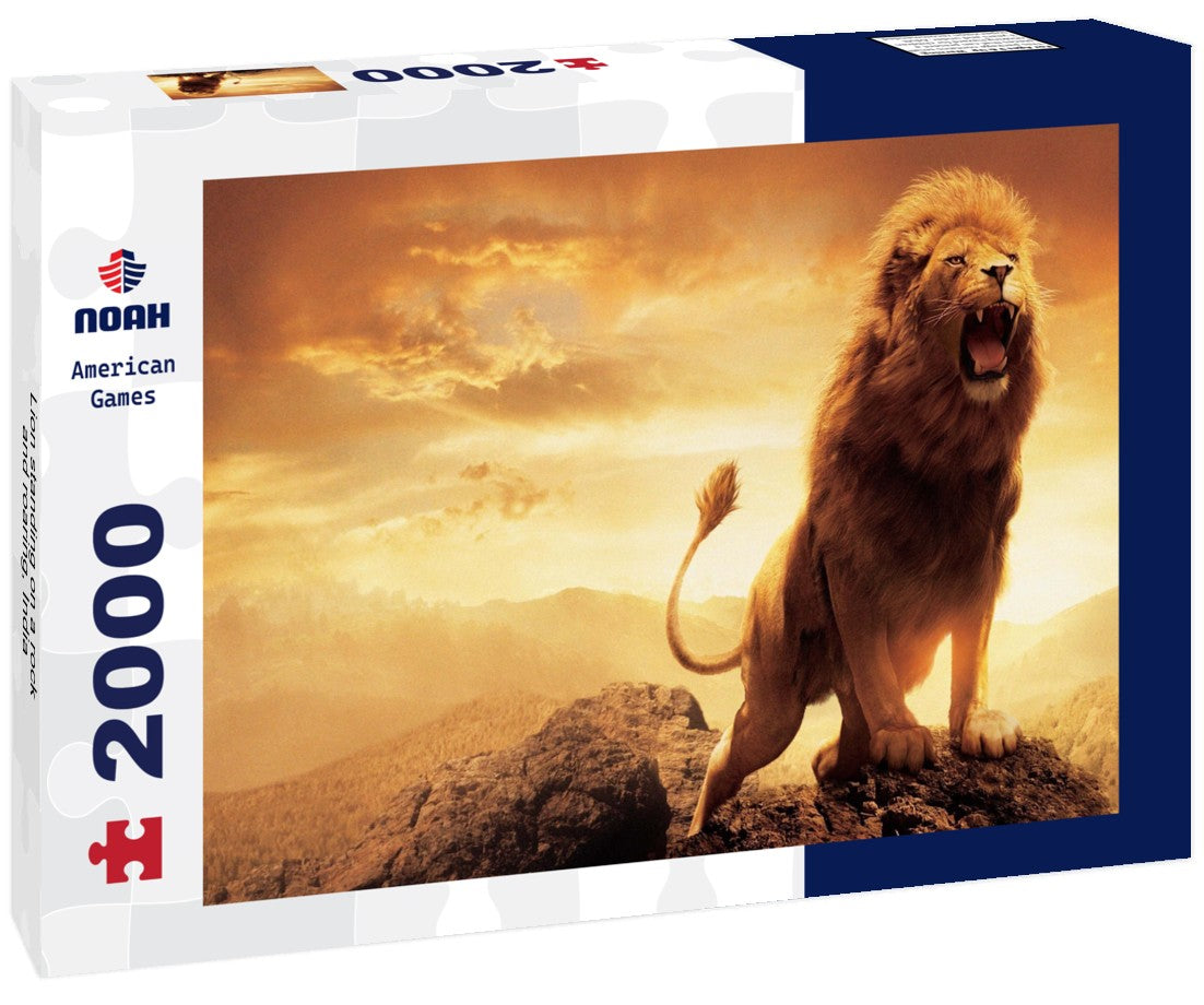 Noah Jigsaw Puzzle Lion standing on a rock and roaring, India 2000 Pieces