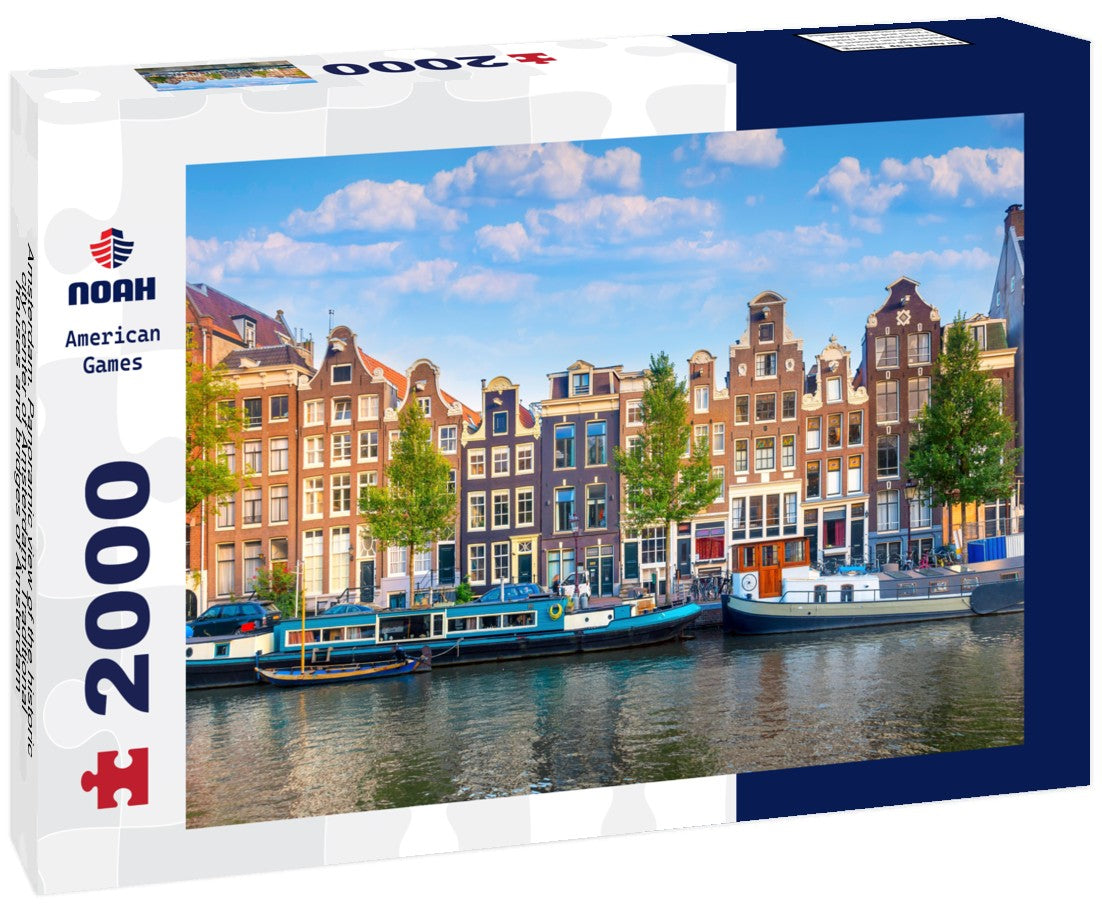 Noah Jigsaw Puzzle Amsterdam. Panoramic view of the historic city center of Amsterdam. Traditional houses and bridges of Amsterdam 2000 pieces